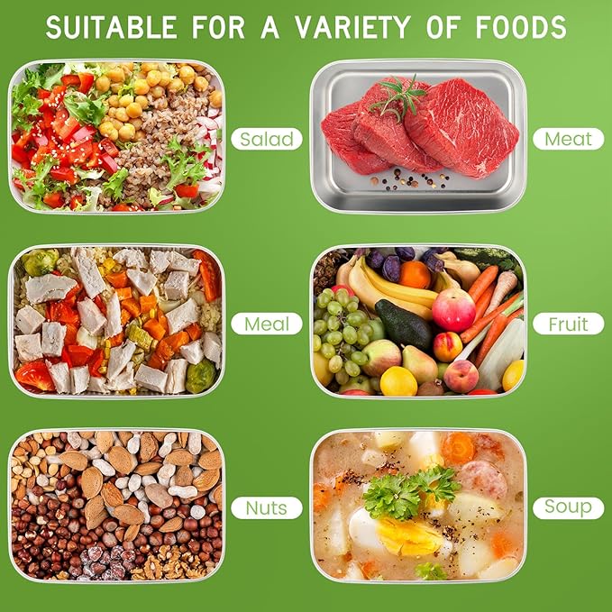 12 Pcs Stainless Steel Food Storage Containers with clear Lids, 37 oz Metal Lunch Bento Box, Lightweight Stackable Easy Open Meal Prep Container for Kitchen Picnic, Freezer & Dishwasher Safe