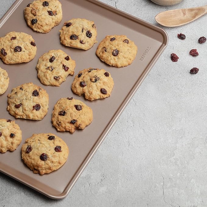 HAPPIELS 17 x 13 in Cookie Sheet Rimless 2-Pack Nonstick Non-Toxic | Premium Extra Thick Sheet Pan | Warp Resistant Large Cookie Sheet