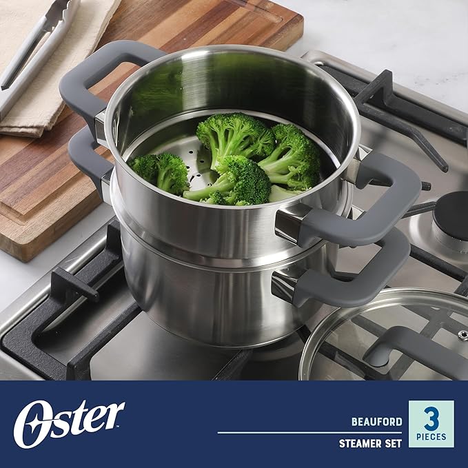 Oster Beauford 3 Quart Stainless Steel Dutch Oven With Steamer Set - Induction Safe