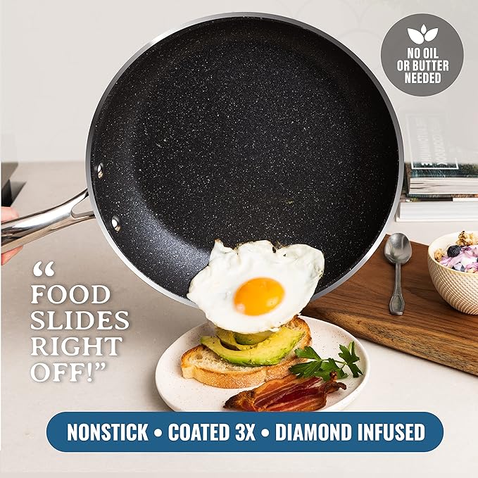 Granitestone 20-Piece Nonstick Pots and Pans Set with Bakeware & Steamer, Complete Kitchen Ceramic Cookware Set, Deep Frying Pan, Non-Toxic PFOA PFOS Free, Dishwasher & Oven Safe, Red Speckle