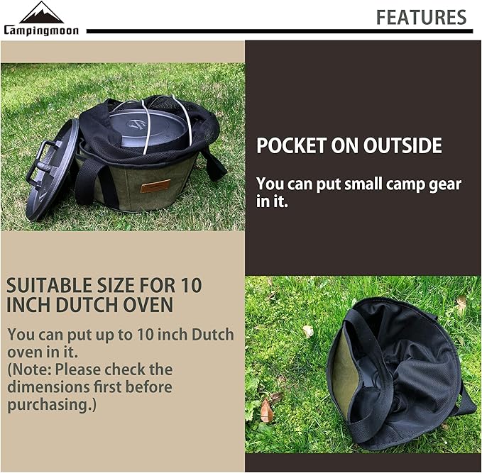 camping moon Carry Bag for Dutch Oven Durable Canvas