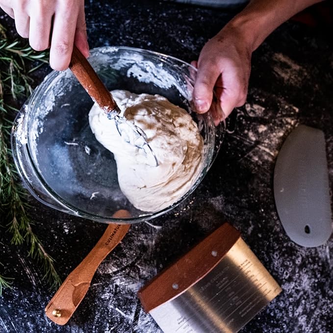 Complete Sourdough Starter Kit, Round Banneton Bread Proofing Basket with Glass Sourdough Jar, Danish Whisk, Lame, Bench Knife & Dutch Oven Sling, Sourdough Bread Baking Supplies Tools