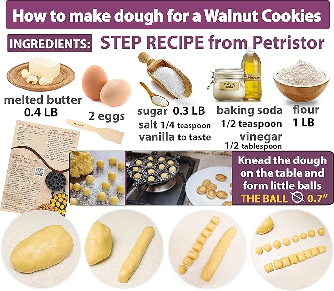 Walnut Cookie Maker 12 halves non-stick coating granite stone Cookies Pastry
