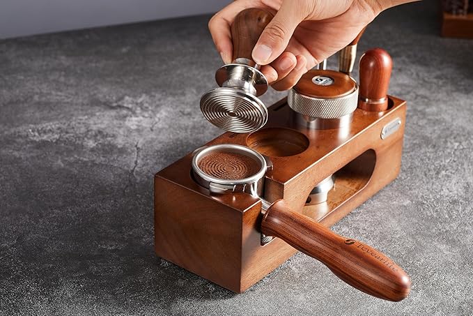espresso tamping station called Coffee Tamper Station Fit 51 to 54mm Espresso Accessories The tamper holder Or organizer station Adjustable Portafilters Stand Height (7 IN 1)