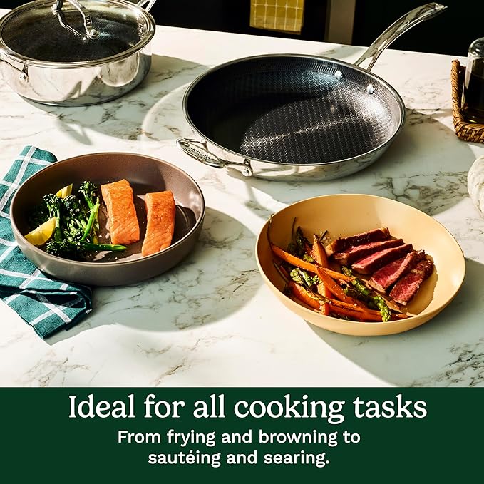 Cuisinart FusionPlus Nonstick Stainless Steel Cookware, 12-Inch Skillet with Helper Handle, PFAS-Free PURELYSEAR Ceramic Technology, Scratch Proof, Cool Grip Handles, Dishwasher Safe, FPS22-30H