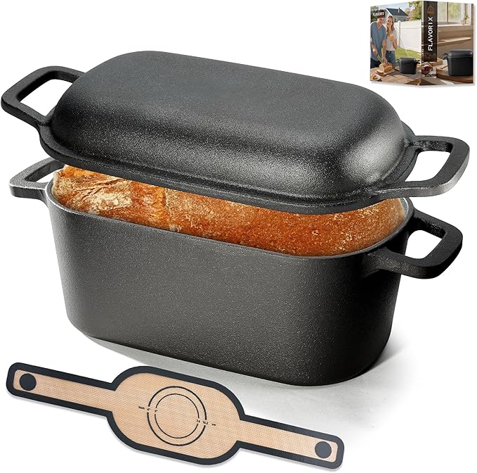 Oval Dutch Oven for Bread Baking, Pre-seasoned Bread Oven for Sourdough, Even Heat Distribution Sourdough Baking Pan, 3.6Qt