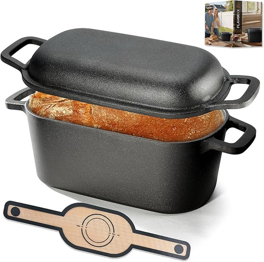 Oval Dutch Oven for Bread Baking, Pre-seasoned Bread Oven for Sourdough, Even Heat Distribution Sourdough Baking Pan, 3.6Qt