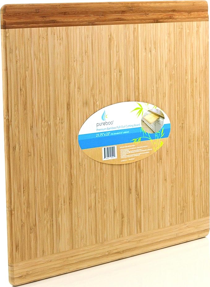 Pureboo Premium Bamboo Pull-out Cutting Board - 8 Different Sizes to Fit Most Standard Slots 21.75"W x 22"D x 3/4"H