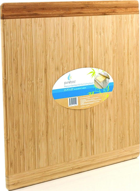 Pureboo Premium Bamboo Pull-out Cutting Board - 8 Different Sizes to Fit Most Standard Slots 21.75"W x 22"D x 3/4"H