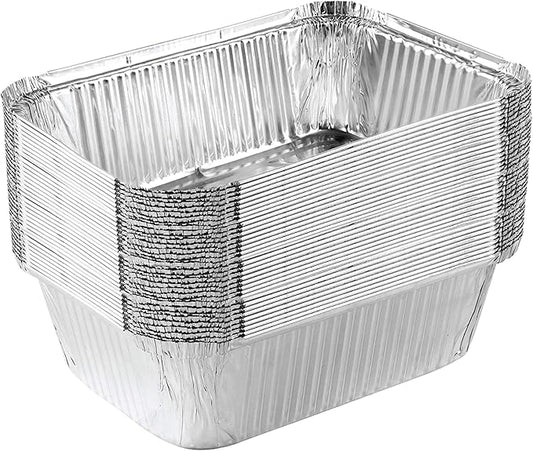 PLASTICPRO Disposable 5 LB Aluminum Takeout Tin Foil Baking Pans 7'' X 10'' X 3'' Inch Bakeware - Cookware Perfect for Baking Cakes,Brownies,Bread, Meatloaf, Lasagna, or Lunchbox, Pack of 20