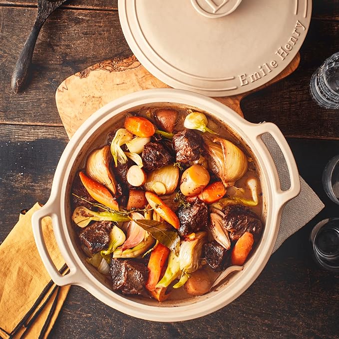 Emile Henry Made in France SUBLIME Ceramic 6 qt. Round Dutch Oven, Crème