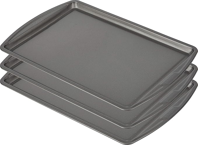 GoodCook Everyday Nonstick Carbon Steel 13” x 9” Baking Sheet Set,– Standard-Sized Carbon Steel Cooking Pans,Bakeware,Cookie Sheets for Baking,Oven Pan-Set,3 Count (Pack of 12)