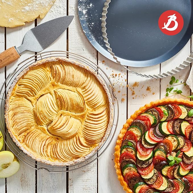 de Buyer Home Baking Box for Pie & Tart - DIY Pastry-Making Kit - Includes Fluted Tart Ring, Baking Sheet, Cooling Rack + Cake & Pie Server