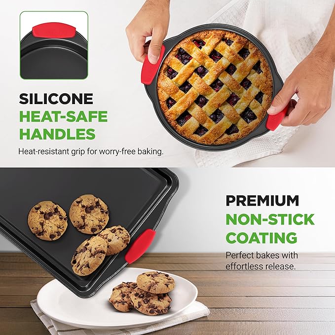 NutriChef Baking Set - 6 Piece Bakeware with Nonstick Carbon Steel for Easy Release and Cleanup, Durable and Versatile Design, Includes Cookie Sheet, Loaf Pan, Muffin Tin & More