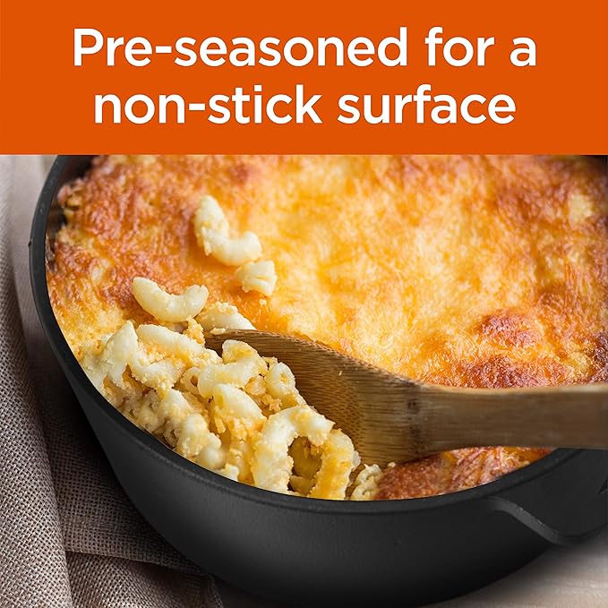 Commercial Chef 2-in-1 5-Qt. Dutch Oven with 10.25-Inch Skillet Lid, Pre-Seasoned Cast Iron, Works on All Cooktops Including Induction, Outdoor Cookware for Campfires or Grills, CHFL508