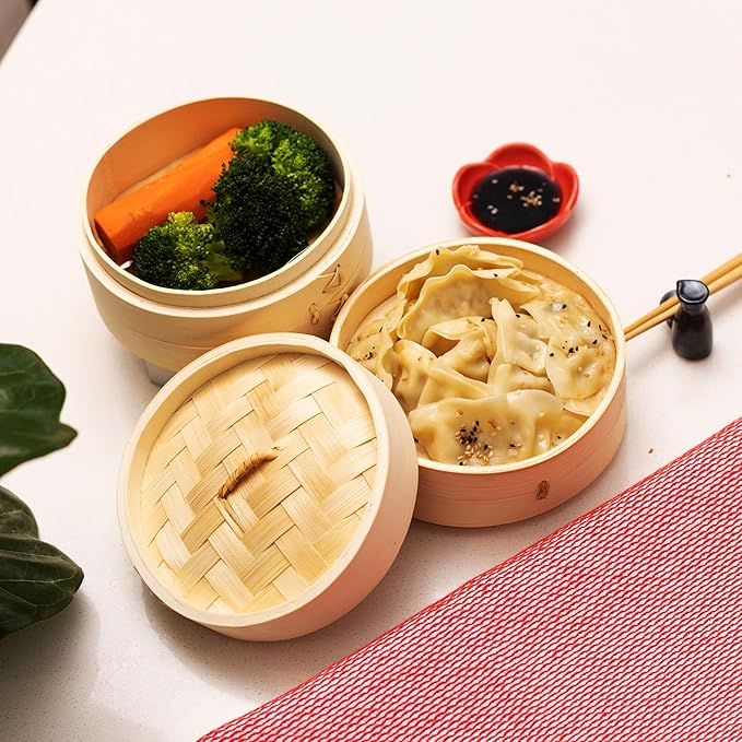 Joyce Chen 2-Tier Bamboo Steamer Baskets, 6-Inch