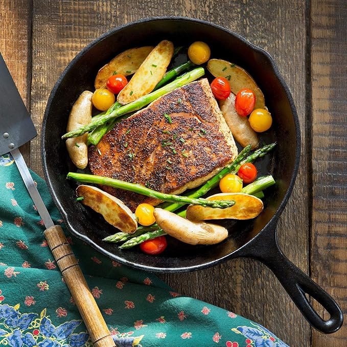 Cast Iron Skillet 3-Piece Set - Heavy-Duty Professional Restaurant Chef Quality Pre-Seasoned Pan Cookware Set - 10", 8", 6" Pans - For Frying, Saute, Cooking, Pizza & More,Black