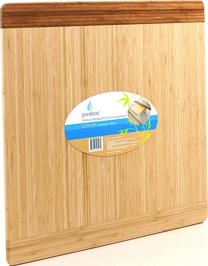 Pureboo Premium Bamboo Pull-out Cutting Board - 8 Different Sizes to Fit Most Standard Slots 21.75"W x 20"D x 3/4"H