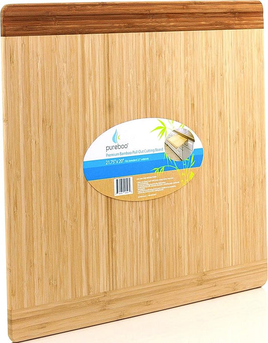 Pureboo Premium Bamboo Pull-out Cutting Board - 8 Different Sizes to Fit Most Standard Slots 21.75"W x 20"D x 3/4"H