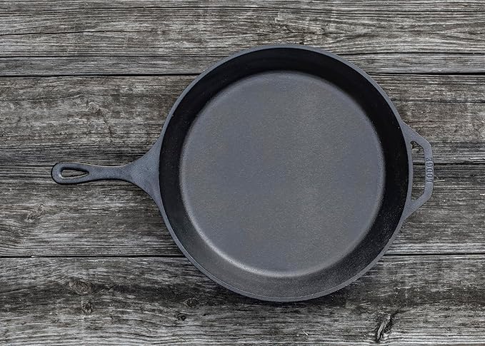 Lodge Seasoned Cast Iron Skillet - Frying Pan for the Stove, Grill or Campfire - Cooks Evenly - Features Easy-Grip Teardrop Handle - Non-Toxic, Nonstick & Long-Lasting - 15 Inches