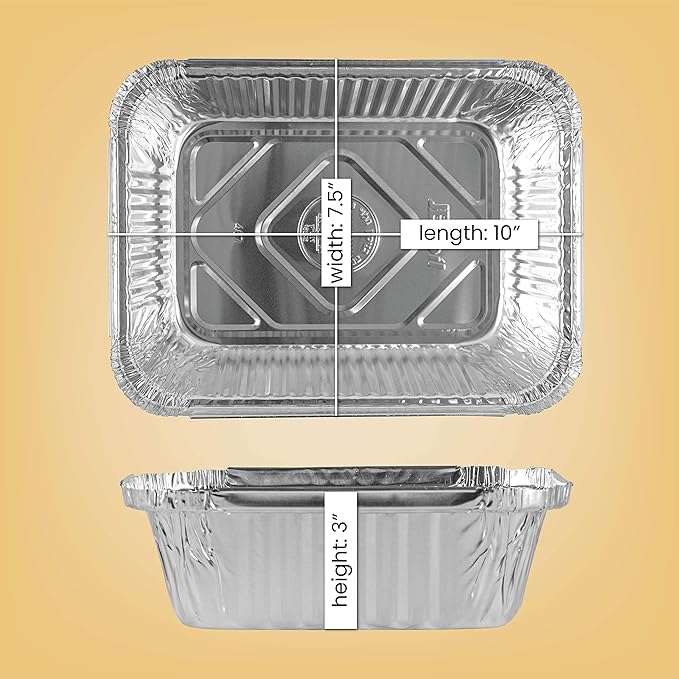 PLASTICPRO Disposable 5 LB Aluminum Takeout Tin Foil Baking Pans 7'' X 10'' X 3'' Inch Bakeware - Cookware Perfect for Baking Cakes,Brownies,Bread, Meatloaf, Lasagna, or Lunchbox, Pack of 20