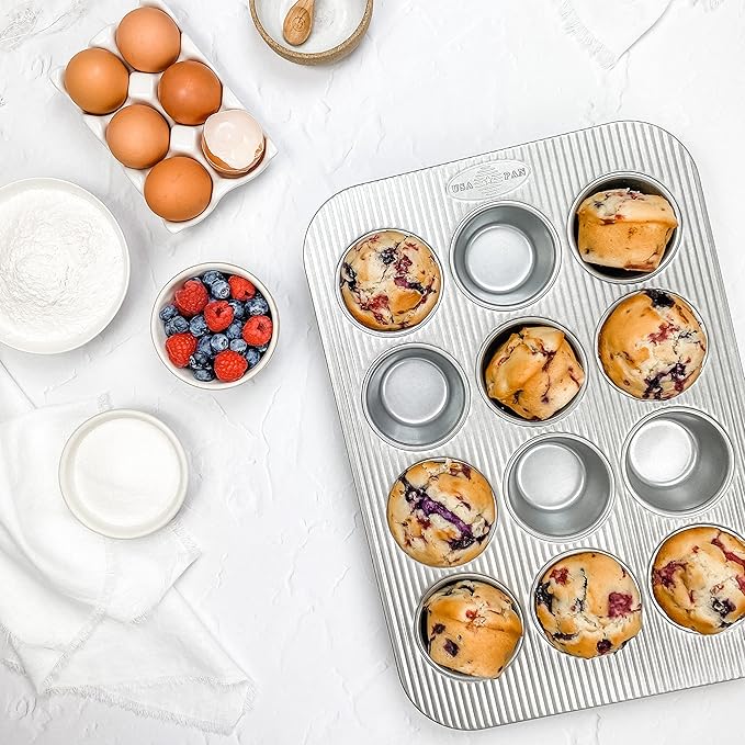 USA Pan Bakeware Muffin Pan,12-Well,Aluminized Steel,(Pack of 6)
