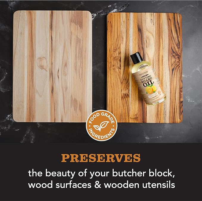 CLARK'S Cutting Board Oil (12oz), Wood Wax (6oz) and Cleaner (12oz) Set – Food-Grade Mineral Oil for Wood Cutting Board - Scented with Orange & Lemon Essential Oils - Made in USA