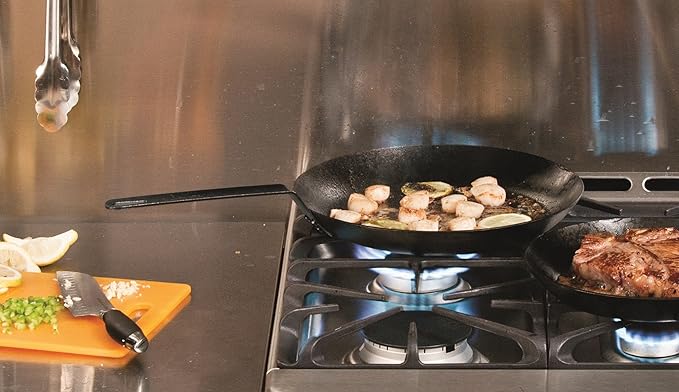 Lodge Pre-Seasoned Carbon Steel Skillet - Use in the Oven, on the Stove, on the Grill, or Over a Campfire - 12 Inch