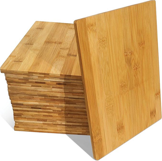 Set Of 18 Bulk Cutting Boards 12" x 9" x 0.35" - Premium Bamboo Wood Boards For Wholesale, Engraving, Kitchen And Dinning Copping Board, Sturdy & Easy To Maintain