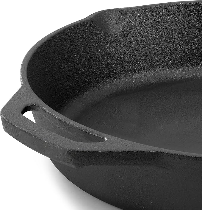 Megachef 12 Inch Pre-Seasoned Cast Iron Skillet with Cast Iron Lid