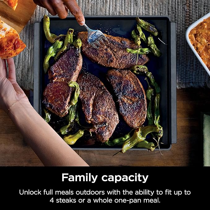 Ninja XSKOCTPN Woodfire Outdoor Cast Iron Pan, Pre-Seasoned, High Heat, Compatible Woodfire Outdoor Oven (OO100 Series), Cast Iron, Black, 12” x 12”