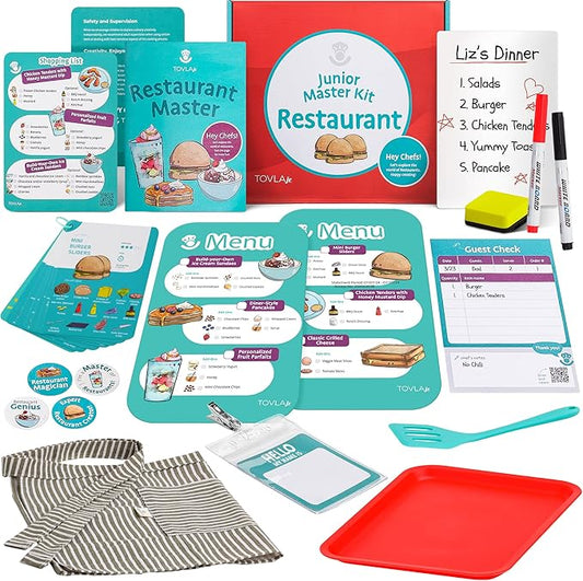 Tovla Jr. Real Restaurant Cooking Set for Kids | Montessori-Inspired STEM Kit for Ages 4+ | Hands-On Cooking Tools, Visual Recipe Cards, Educational Gift for Aspiring Chefs