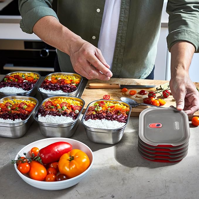 BLACK + BLUM Microwavable Stainless Steel Lunch Box | Multi-Function, Vacuum Sealed Container for Healthy Food | Portable and Stackable Food Storage for Office and Outdoor | 30 oz / 900ml