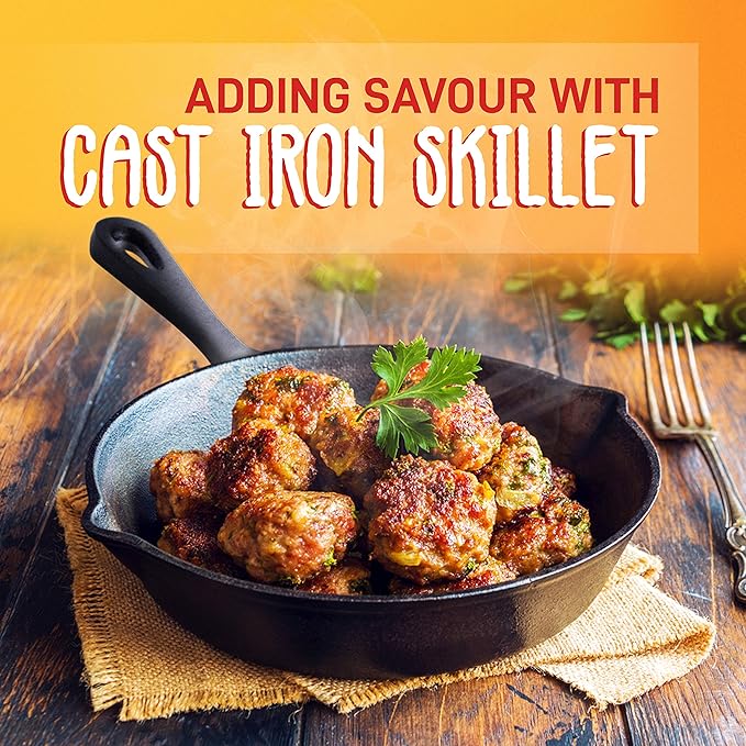 NutriChef 3pc Cast Iron Skillets - Pre-Seasoned Cast Iron Cookware with Drip Spout, Silicone Handles, For All Cooktops