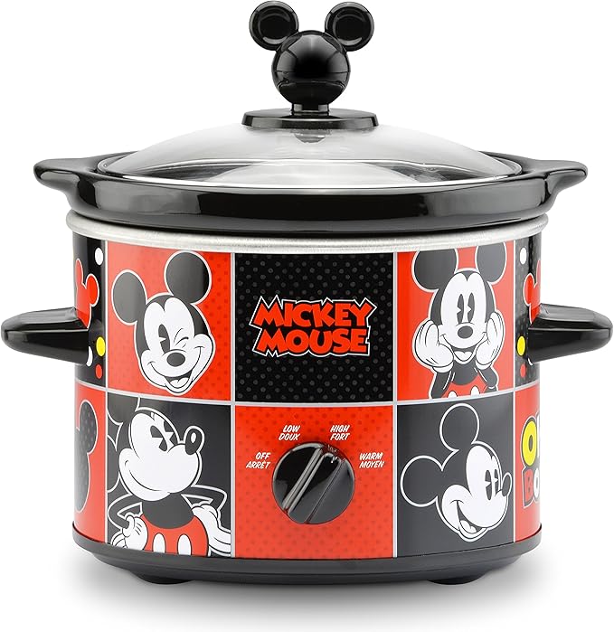 Disney Mickey Mouse 2-Quart Slow Cooker by Select Brands - Food Warmer for Dips, Soups & Other Dishes - Slow Cookers for Parties - Electric Kitchen Appliance for Entertaining and Serving