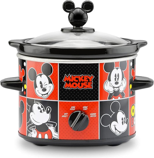 Disney Mickey Mouse 2-Quart Slow Cooker by Select Brands - Food Warmer for Dips, Soups & Other Dishes - Slow Cookers for Parties - Electric Kitchen Appliance for Entertaining and Serving