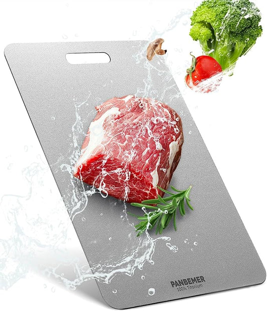 Titanium Cutting Board, 100% Pure Food Grade Titanium Chopping Board, Double-Sided, Non-Toxic, Dishwasher Safe, Easy to Clean for Kitchen – 16 x 12 Inch