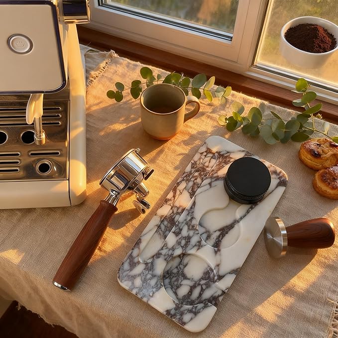 Coffee Press Pad Natural Marble Holder Espresso Coffee Machine Handle Organiser Plate Powder Hammer Storage Stand Tamper Mat Barista Tool Home Kitchen Coffee Shop Station