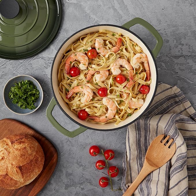 Smith & Clark 3-Quart Enameled Cast Iron Dutch Oven Pot with Lid, Green