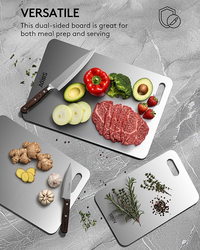 Titanium Cutting Board, Premium Pure Titanium Chopping Boards for Kitchen, Non-Toxic & Dishwasher Safe for Meat, Fruit, and Vegetables (10.1L*6.2W)