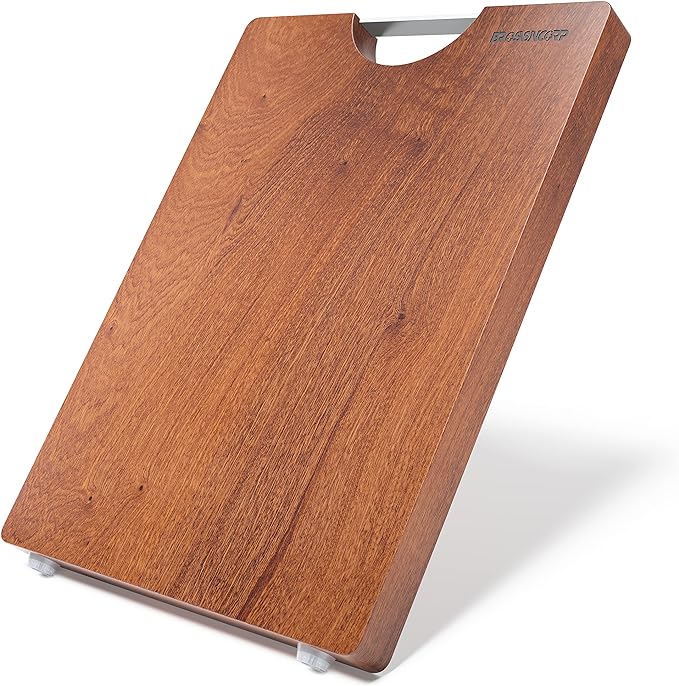 Real Solid Sapele Cutting Board One Piece No Glue Non Toxic All Whole Single Wood Butcher Block Thick Hard Wood Heavy Duty Edge Grain (Medium, 14.96"L*11.02"W*0.98"Th)