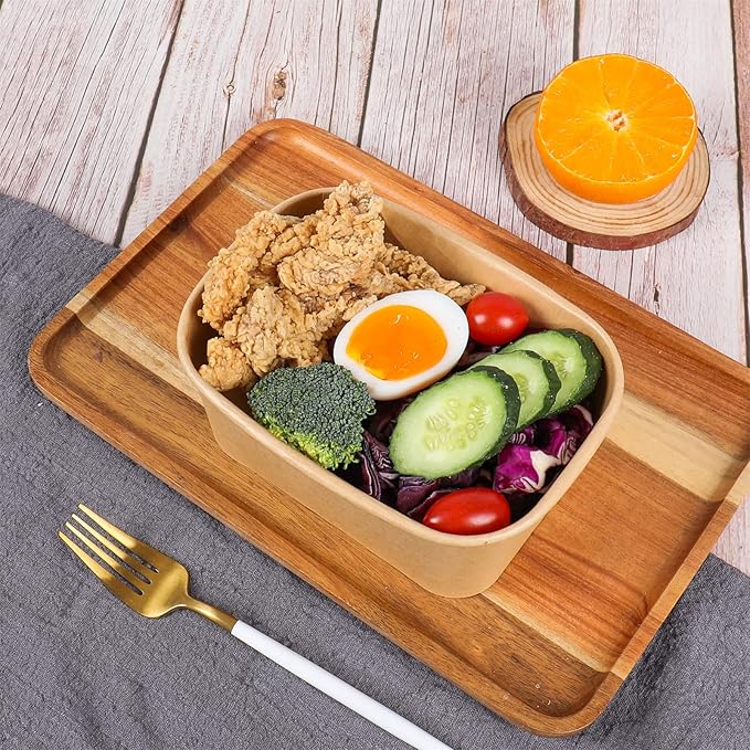 34 oz Disposable Kraft paper salad bowls with lids, Food containers Soup Bowls Party Supplies Treat Bowls 50 Pack