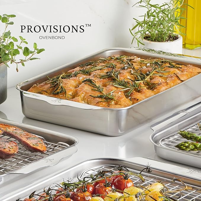Hestan Provisions OvenBond – 9" x 13" Tri-ply Rectangular Stainless Steel Baking Pan