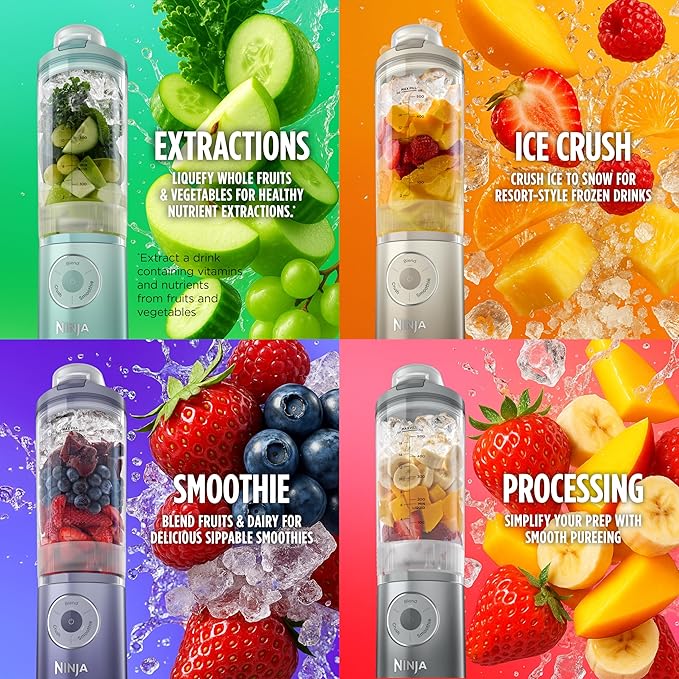Ninja Blast Max, Portable Blender + Twist & Go, Personal Smoothie, Blend, Ice Crush, 3 Programs, Cordless, 22 oz removable Vessel, Dishwasher Safe, Leakproof, Lavender, BC251LD