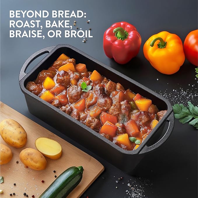 Navaris Enameled Cast Iron Bread Loaf Pan - 10.2" x 4.7"(26 x 12cm) Non-Stick Bread Baking Pan for Homemade Bread, Sourdough, Meatloaf, Cake, Oven Safe, Even Heat Distribution