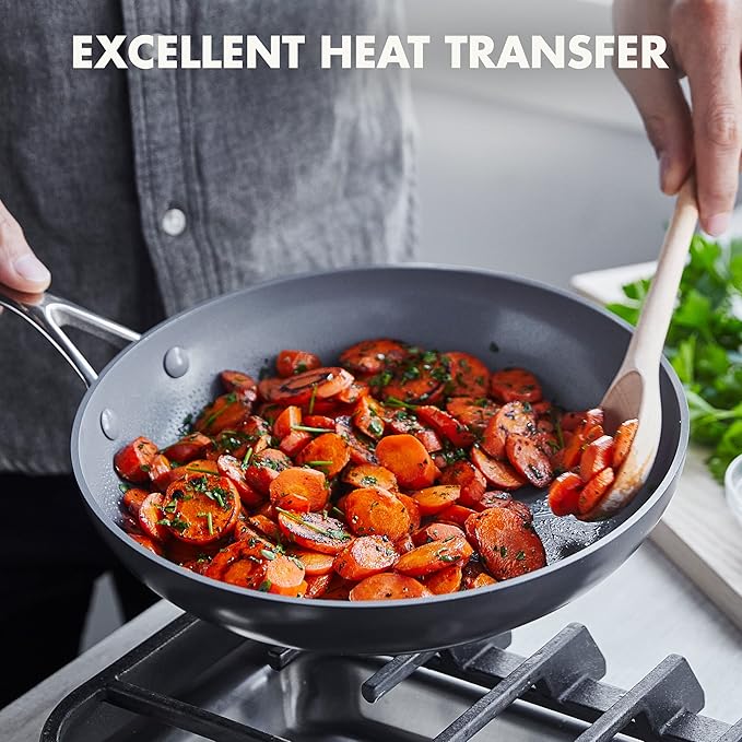 GreenPan Valencia Pro Ceramic Nonstick 10” Frying Pan Skillet with Lid, Hard Anodized PFAS-Free Cookware, Induction Ready & All Cooktops, Eggs & Omelets, Dishwasher & Oven Safe to 600F, Gray