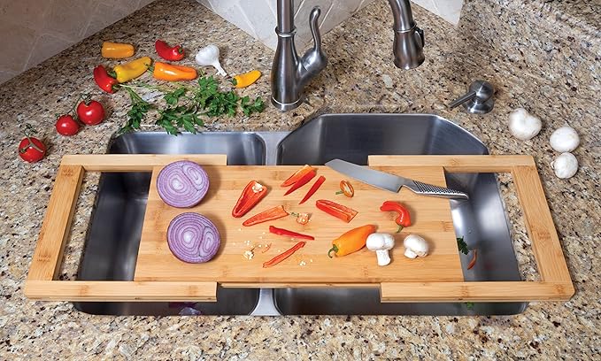 Bamboo Expandable Over The Sink Cutting Board