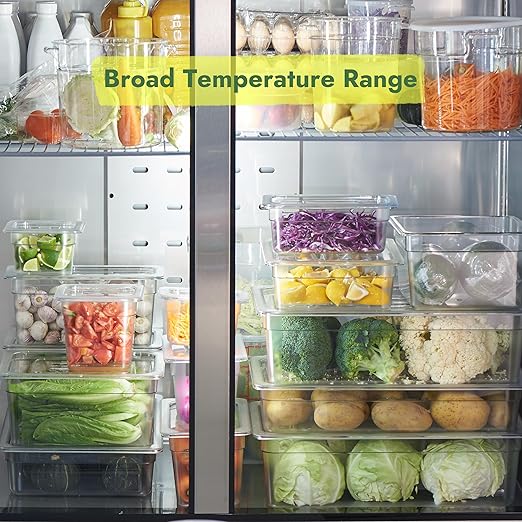 CURTA 6-Pack 1/4 Size 6" Deep NSF Polycarbonate Food Pans with Handled Lids & Drain Trays | Dishwasher & Freezer Safe Clear Container for Prep Tables, Buffet, Salad Bar, Commercial & Home Kitchen