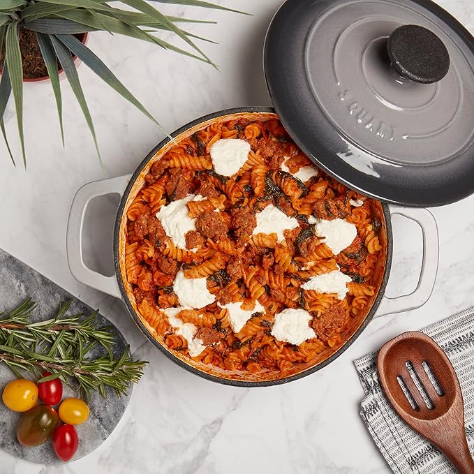 Smith & Clark 3-Quart Enameled Cast Iron Dutch Oven Pot with Lid, Gray