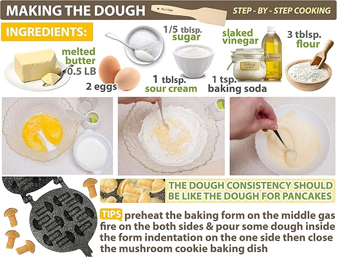 Non-stick Coating granite stone Cookie Mushroom Mold Assorted Tasty Homemade Cookies Baking Tools & Accessories Cookie Presses Bakeware (10 Mushrooms)